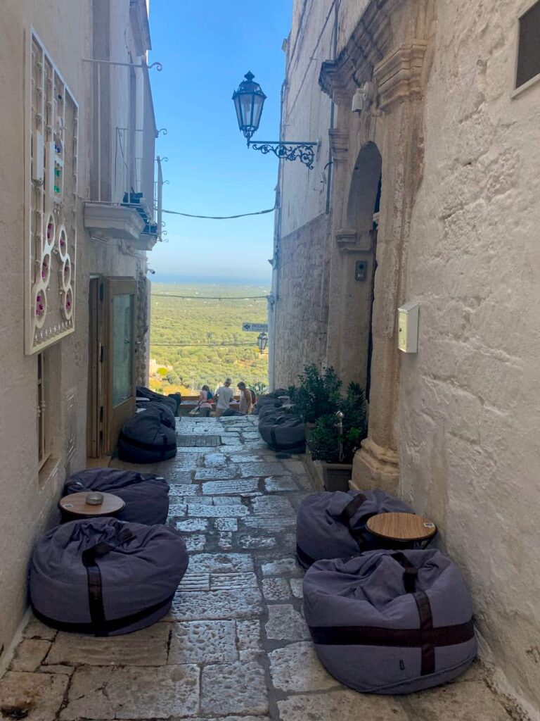 Bar Perso in Ostuni Italy. Drinking Aperol Spritz on the terrace of Bar Perso is among the best things to do in Ostuni Italy 