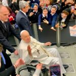 Pope Francis giving blessings at the end of the General Audience