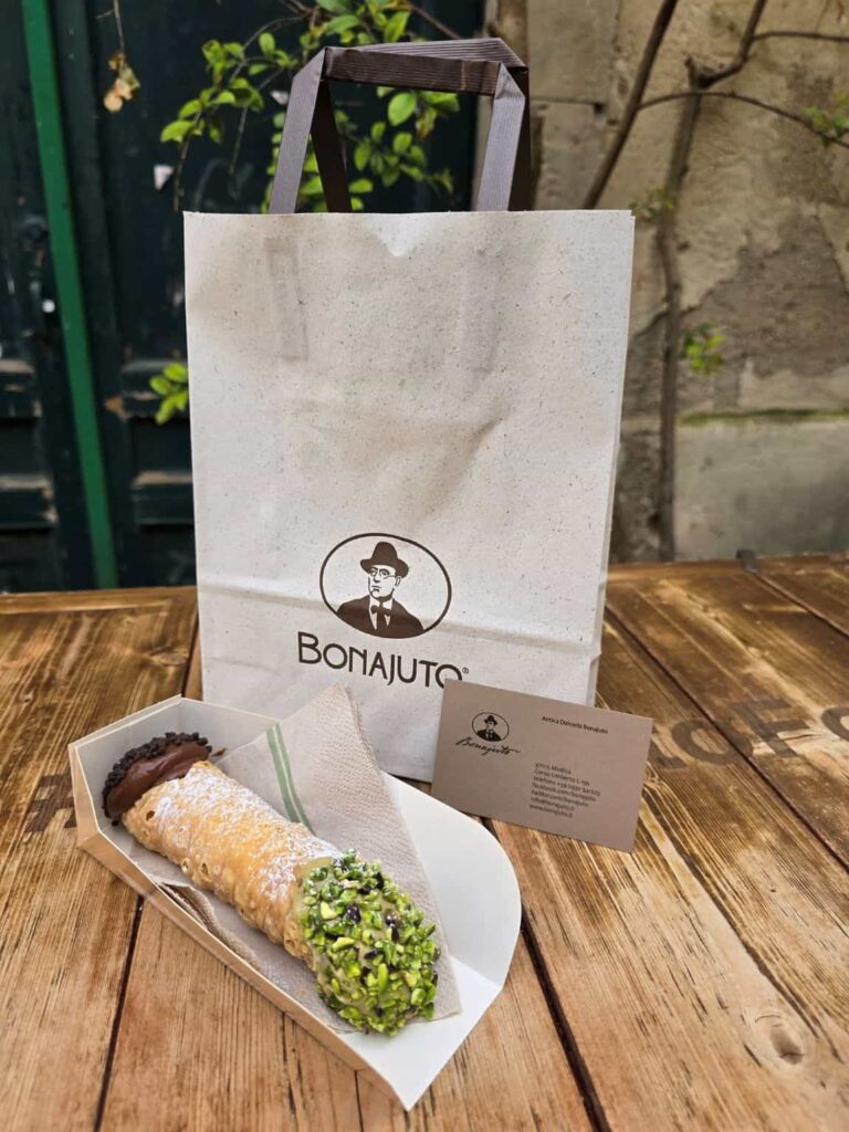 A cannolo from the Antica Dolceria Bonajuto in Modica Sicily