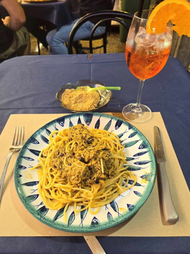 25 Traditional Sicilian Foods You’ll Regret Not Trying in Sicily 2 The pasta con le sarde dish. it is one of the best Siclian dishes