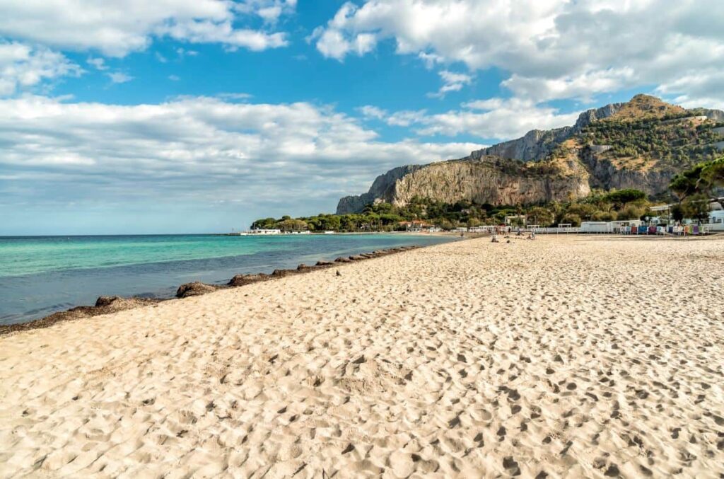 Mondello beach near Palermo, Sicily. Mondello is one of the best day trips from Palermo