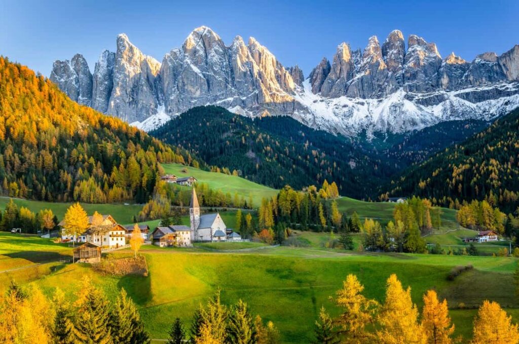 15 Magical Places to Explore Italy in the Fall Right Now 9 St. Magdalena in the Dolomites Italy in the fall