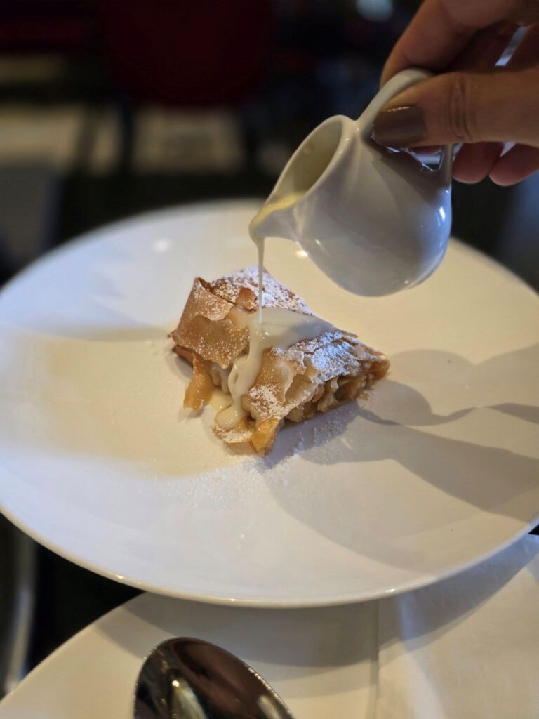 10 Traditional Viennese Desserts You’ll Fall in Love With in Vienna 3 Apple strudel with vanilla sauce. It is among the best traditional Viennese desserts.