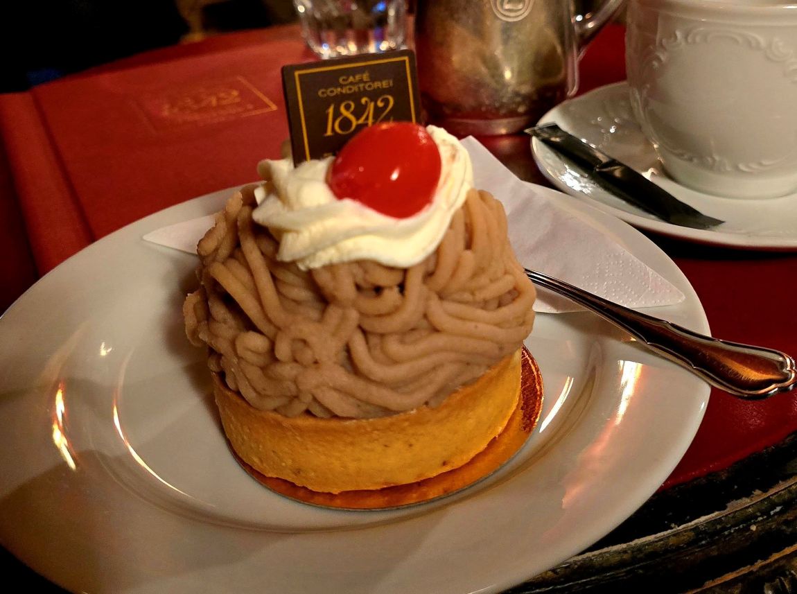 Vermicelles, a famous Swiss chesnut cake