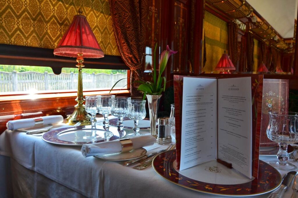 Restaurant on the Orient Express train 